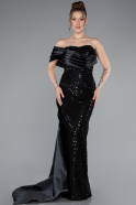 Robe Queue de Poisson Longue Perlé Noir ABU4986