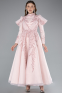 Robe de Soirée Voilée Midi Poudre ABK2351