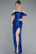 Robe De Soirée Longue Bleu Saxe ABU3611
