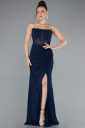Robe de Soirée Longue Bleu Marine ABU5001