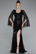 Robe de Soirée Longue Perlé Noir ABU5002