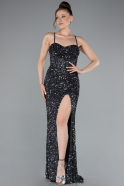Robe De Soirée Squameuse Longue Anthracite ABU4842