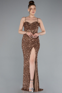 Robe De Soirée Squameuse Longue Cuivre ABU4842