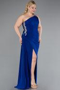 Robe Grande Taille Longue Bleu Saxe ABU3132