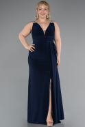 Robe De Soirée Grande Taille Longue Bleu Marine ABU4968