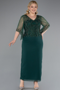 Robe de Soirée Grande Taille Midi Mousseline Émeraude ABK2333