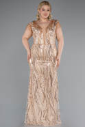 Robe Grande Taille Longue Squameuse Or ABU6146
