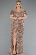 Robe De Soirée Grande Taille Squameuse Longue Or ABU4863