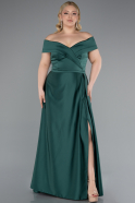 Robe De Soirée Grande Taille Satin Longue Émeraude ABU2355