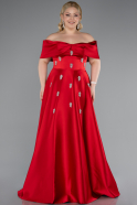 Robe De Soirée Grande Taille Longue Satin Rouge ABU4998