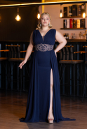 Robe Grande Taille Longue Mousseline Bleu Marine ABU5006