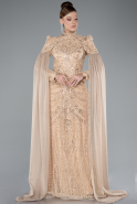 Tenue de Soirée Voilée Longue Or ABU4930