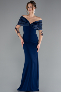 Robe de Soirée Longue Bleu Marine ABU4343