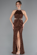 Robe De Soirée Longue Brun ABU4324
