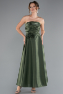 Robe de Cérémonie Midi Satin Kaki ABK2363