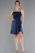 Robe de Cérémonie Courte Satin Bleu Marine ABK2366