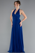Robe De Soirée Longue Bleu Saxe ABU4188