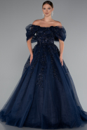 Robes De Soirée Grande Taille Longue Bleu Marine ABU4722