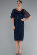 Robe De Soirée Midi Bleu Marine ABK2371