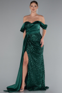 Robe De Fiançailles Grande Taille Squameuse Longue Émeraude ABU4086