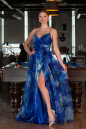 Robe de Soirée Longue Bleu Saxe ABU5053