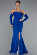 Robe Queue De Poisson Longue Bleu Saxe ABU4637