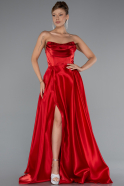 Robe de Soirée Longue Satin Rouge ABU5064