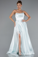 Robe de Soirée Longue Satin Menthe ABU5064