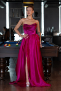 Robe de Soirée Longue Satin Fushia ABU5064