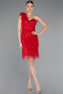 Robe De Soirée Squameuse Courte Rouge ABK2256