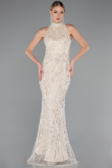 Robe De Soirée Longue Beige ABU4791