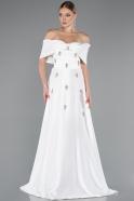 Robe De Soirée Satin Longue Blanc ABU5015