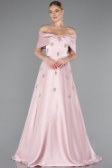 Robe De Soirée Satin Longue Poudre ABU5015