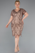 Robe De Invitation Grande Taille Courte Cappuccino ABK2380