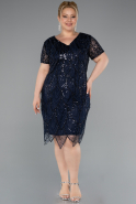 Robe De Invitation Grande Taille Courte Bleu Marine ABK2380