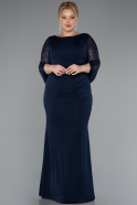 Robe de Soirée Grande Taille Longue Bleu Marine ABU5078