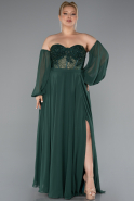 Robe De Soirée Grande Taille Mousseline Longue Émeraude ABU6142