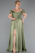 Robe De Soirée Grande Taille Satin Longue Kaki ABU4576