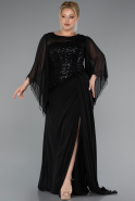 Robe De Soirée Grande Taille Longue Mousseline Noir ABU5093