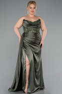 Robe De Graduation Grande Taille Satin Longue Kaki ABU3855