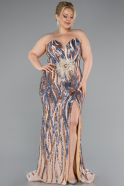 Robe de Soirée Grande Taille Longue Or ABU5025