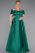 Robe Grande Taille Longue Satin Émeraude ABU5072