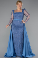 Robe De Fiançailles Grande Taille Perlé Longue Indigo ABU4761