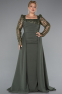 Robe de Soirée Grande Taille Longue Kaki ABU5094