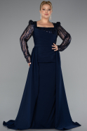 Robe de Soirée Grande Taille Longue Bleu Marine ABU5094