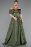 Robe De Soirée Grande Taille Satin Longue Kaki ABU4998