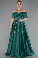 Robe De Soirée Grande Taille Satin Longue Émeraude ABU4998