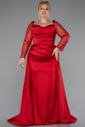 Robe Grande Taille Satin Longue Rouge ABU4670