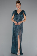 Robe de Soirée Longue Vert Pétrole ABU5098