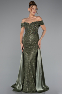 Robe de Soirée Longue Perlé Kaki ABU5099